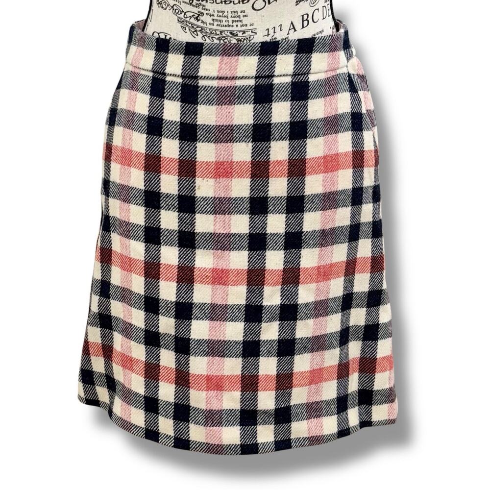 Boden British Tweed Mallelius Plaid Wool Mini Skirt Size S (2) Preppy Academia
